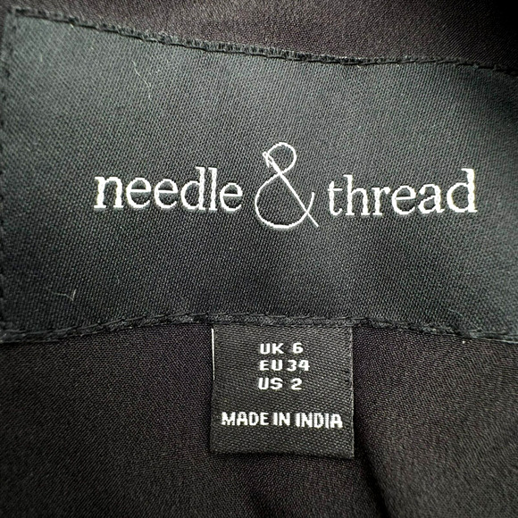 NEEDLE & THREAD Size 2 Black Full Beaded Floral Lined Cocktail Dress Prom Formal - Picture 6 of 10